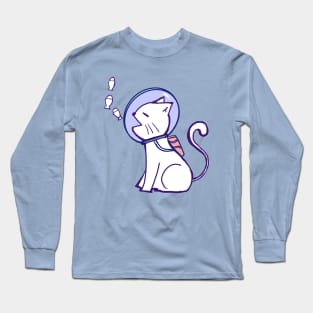 Space cat watch fish swimming in the air Long Sleeve T-Shirt